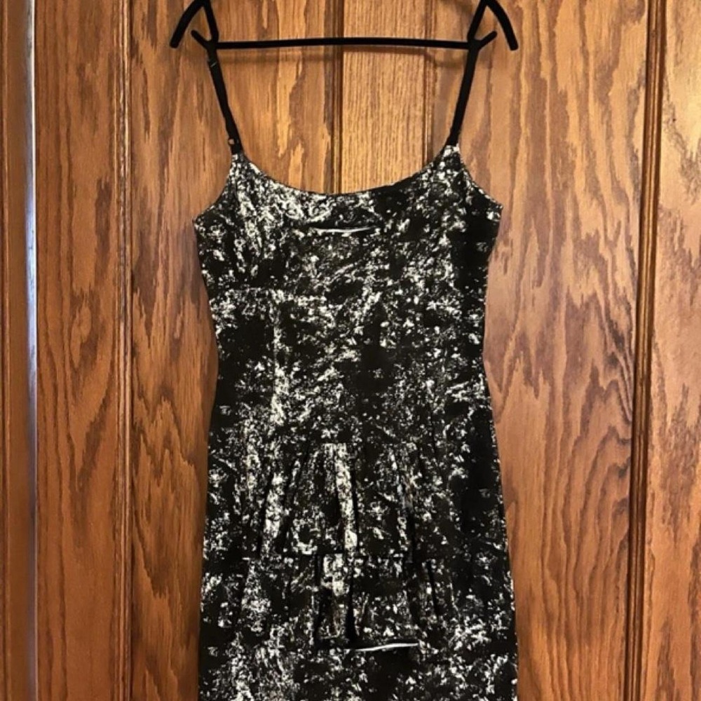 Rare Y2K Vintage Betsey Johnson Black/White Abstract Sleeveless Mini Dress M - Picture 2 of 6